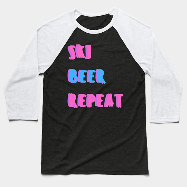 ski beer repeat Baseball T-Shirt by luckyboystudio